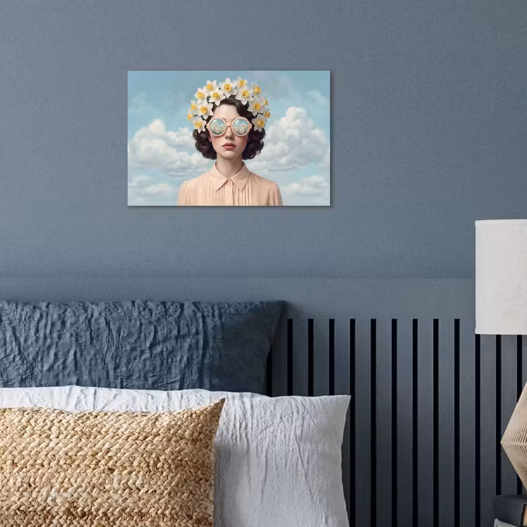 Vrouw - Narcissen - Geel poster papier klein -sfeer2