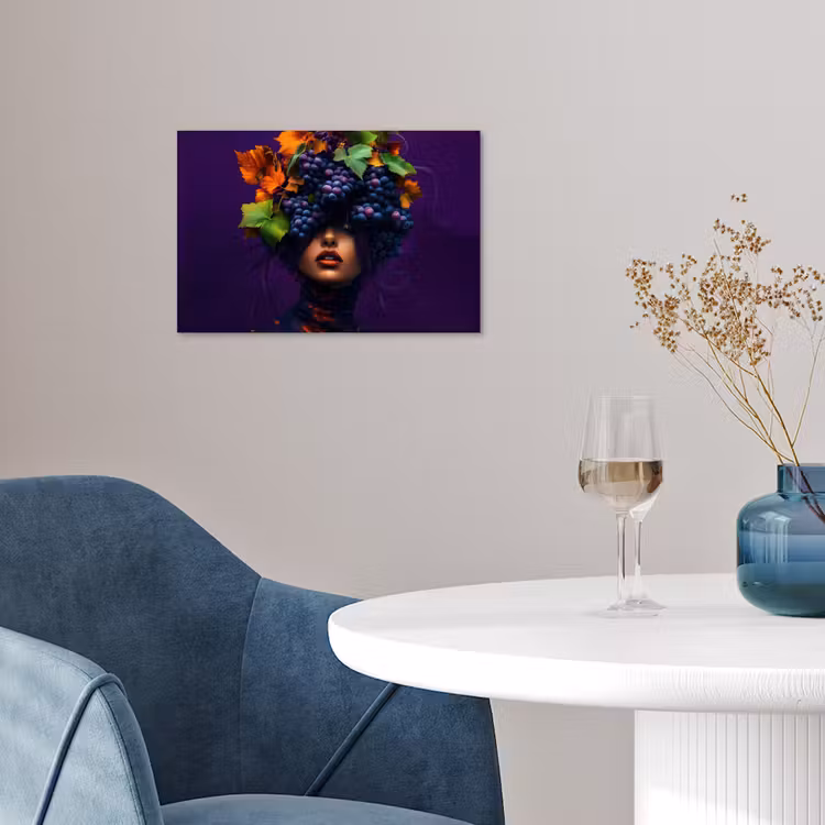 Vrouw - Paars - Druiven poster papier klein -sfeer3