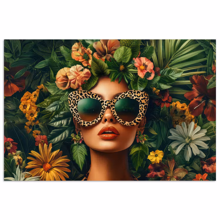 Vrouw - Panterprint - Jungle - Natuur - Luxe poster papier klein -3d