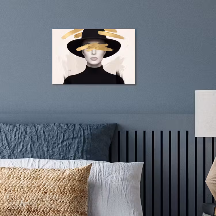 Vrouw - Portret - Modern - Goud - Kunst poster papier klein -sfeer2
