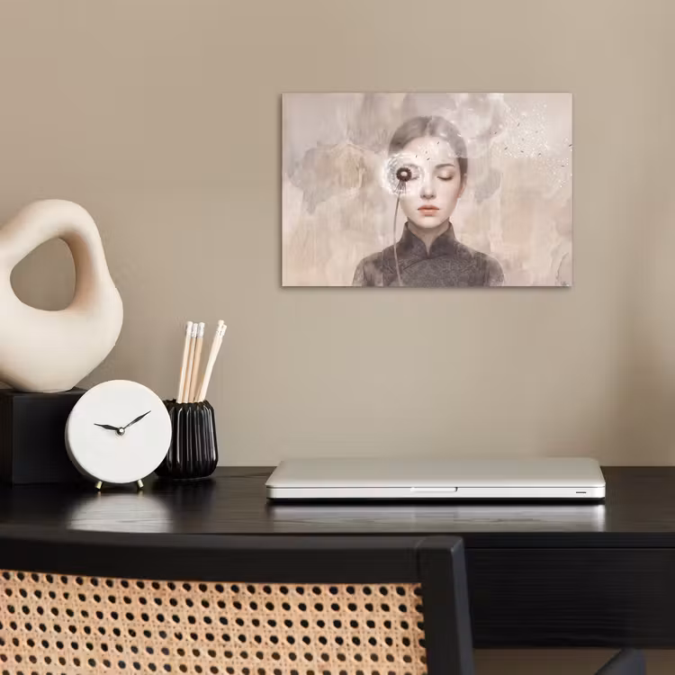 Vrouw - Sereen - Grijs poster papier klein -sfeer1