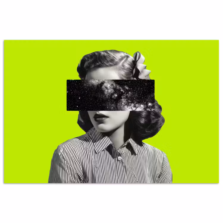 Vrouw - Sterrenhemel - Groen poster papier klein -3d