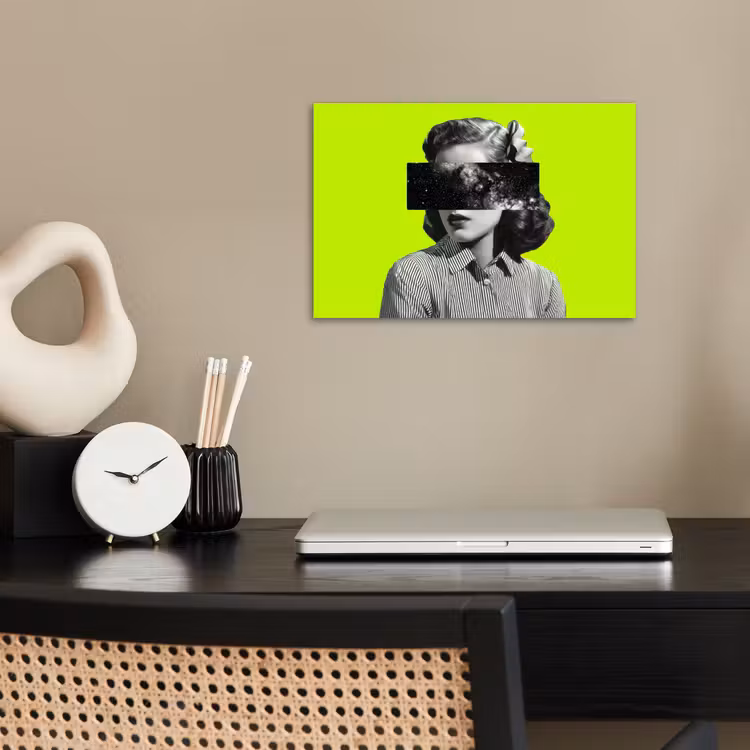 Vrouw - Sterrenhemel - Groen poster papier klein -sfeer1