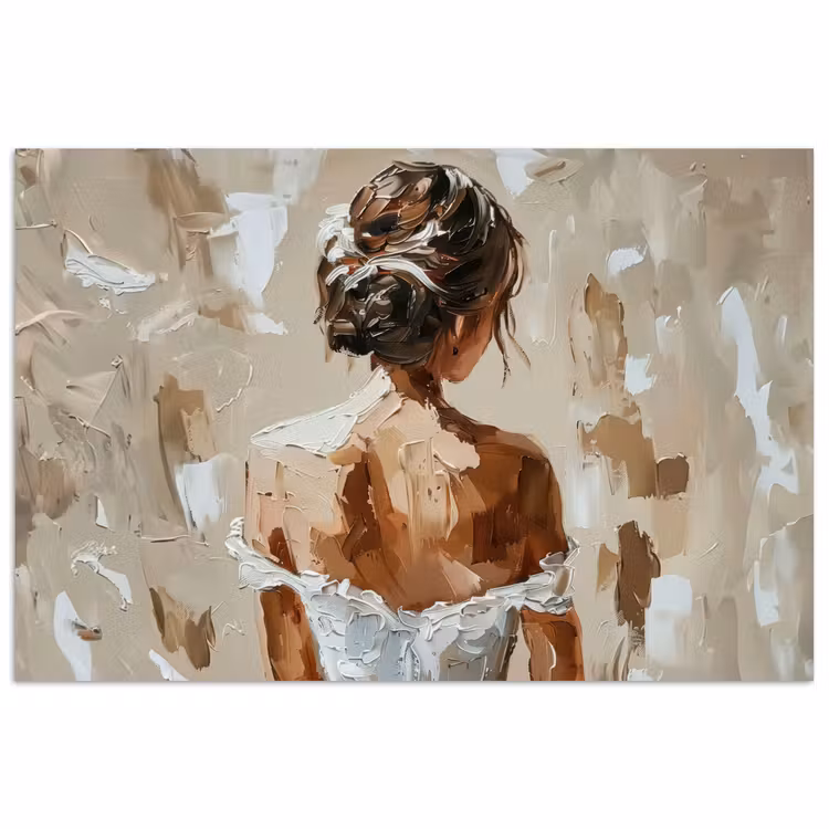 Vrouw - Verf - Abstract - Beige - Modern poster papier klein -3d