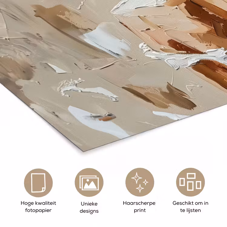 Vrouw - Verf - Abstract - Beige - Modern poster papier klein -closeup_NL