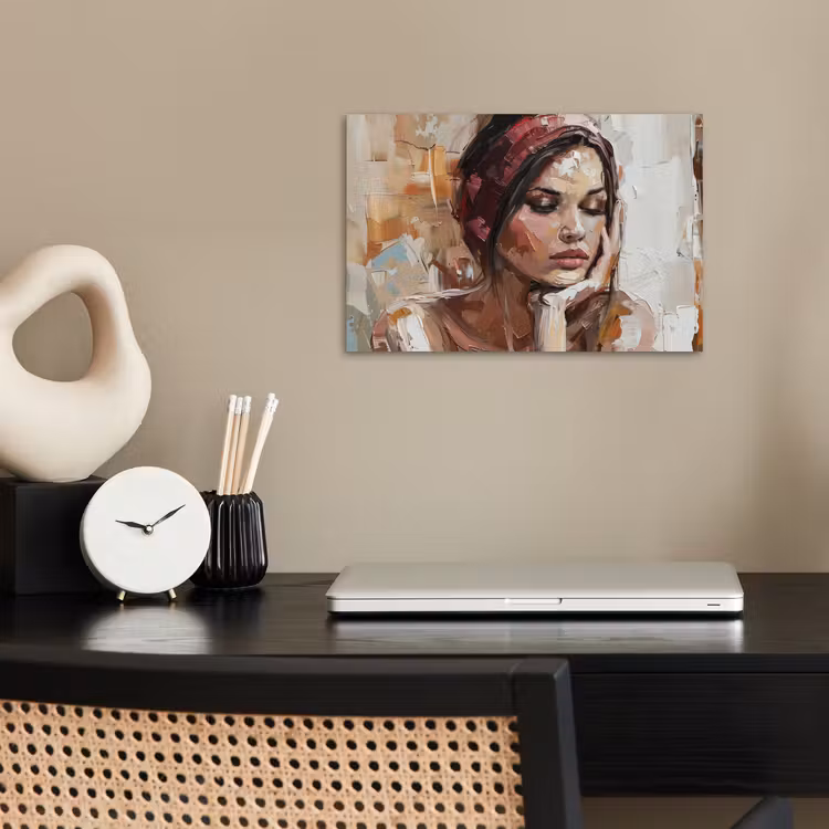 Vrouw - Verflook - Portret - Modern poster papier klein -sfeer1