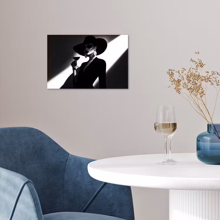 Vrouw - Wijn - Chic poster papier klein -sfeer3