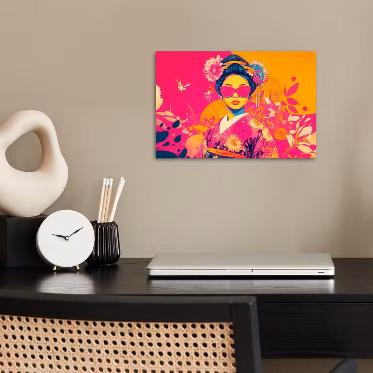 Vrouw - Zonnebril - Abstract - Oranje poster papier klein -sfeer1