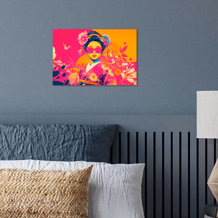 Vrouw - Zonnebril - Abstract - Oranje poster papier klein -sfeer2