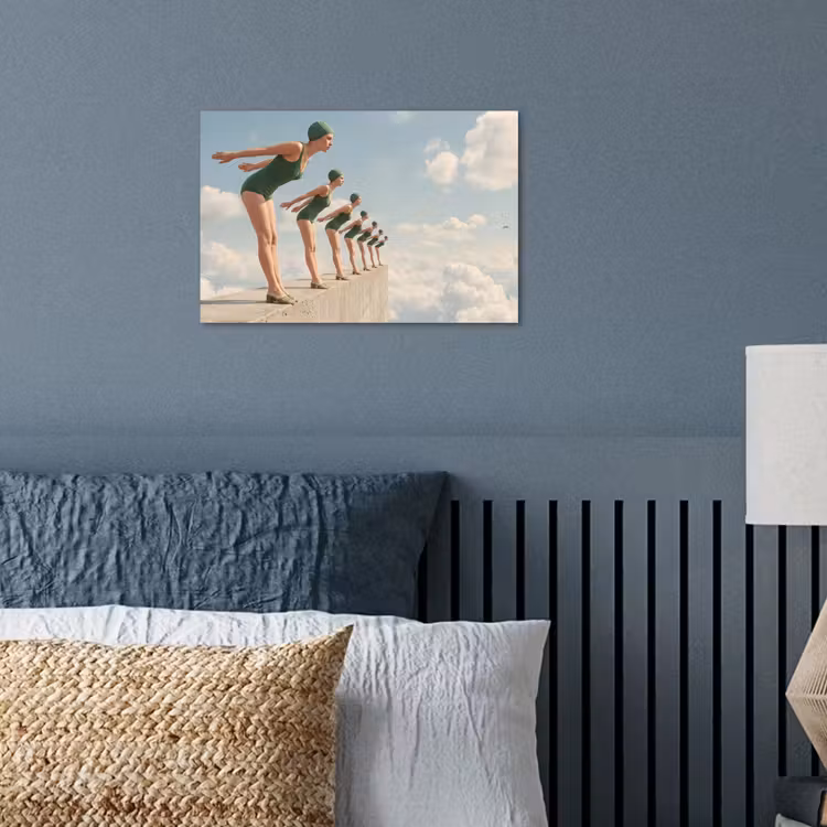Poster - Vrouwen - Duikhouding - Wolken - Vrouwen - Duikhouding - Wolken poster papier klein