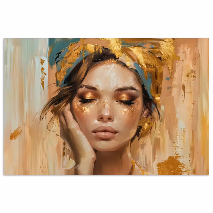 Vrouwen - Portret - Luxe - Goud poster papier klein -3d