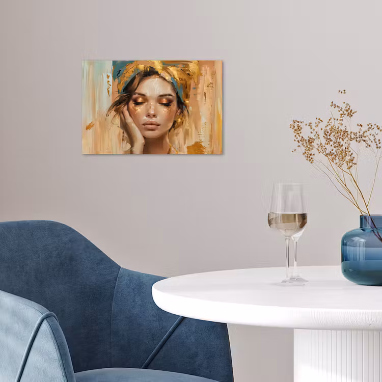 Vrouwen - Portret - Luxe - Goud poster papier klein -sfeer3