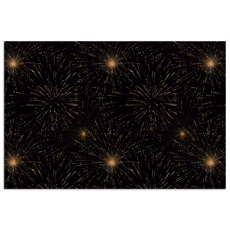 Vuurwerk - Patroon - Feestelijk - Goud - Zwart poster papier klein 62 -3d