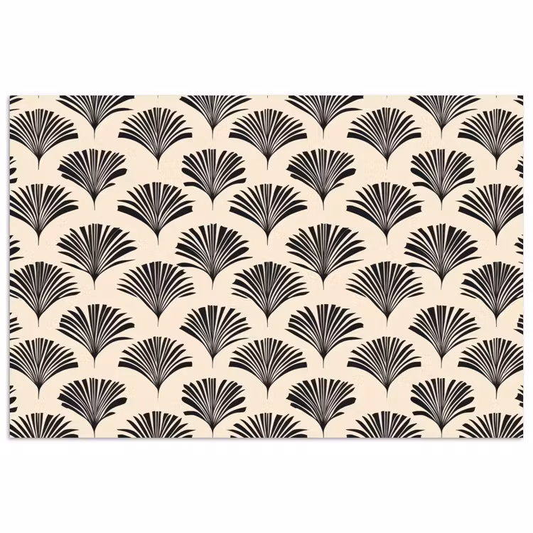 Waaiers - Botanisch - Zwart - Beige poster papier klein 62 -3d