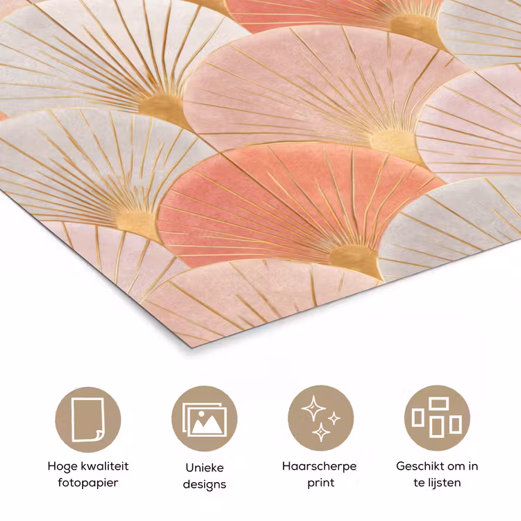 Waaiers - Goud - Roze poster papier klein 62 -closeup_NL