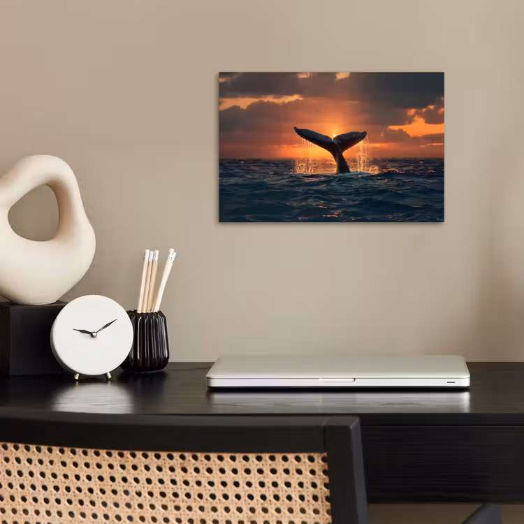 Walvis staart - Water - Zonsondergang poster papier klein -sfeer1