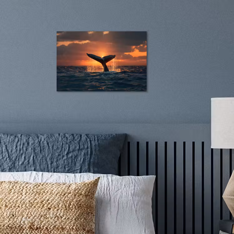 Walvis staart - Water - Zonsondergang poster papier klein -sfeer2