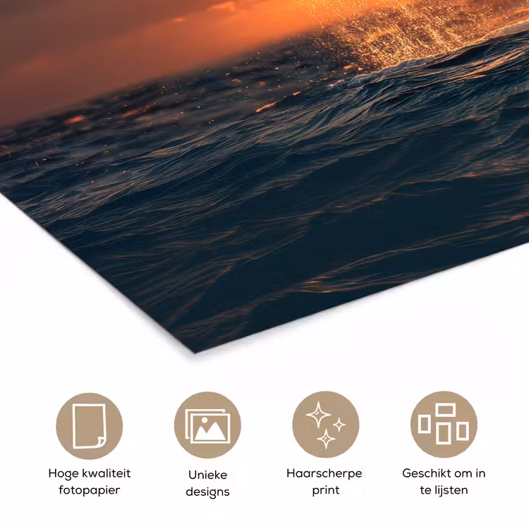Walvis staart - Water - Zonsondergang poster papier klein -closeup_NL