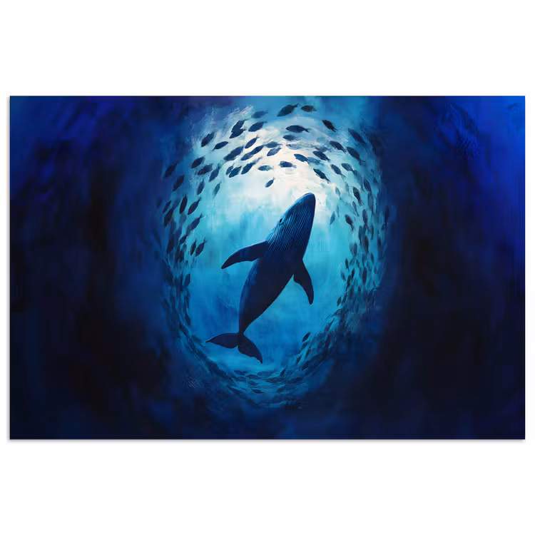 Walvis - Vissen - Donkerblauw poster papier klein -3d