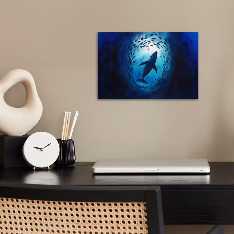 Walvis - Vissen - Donkerblauw poster papier klein -sfeer1
