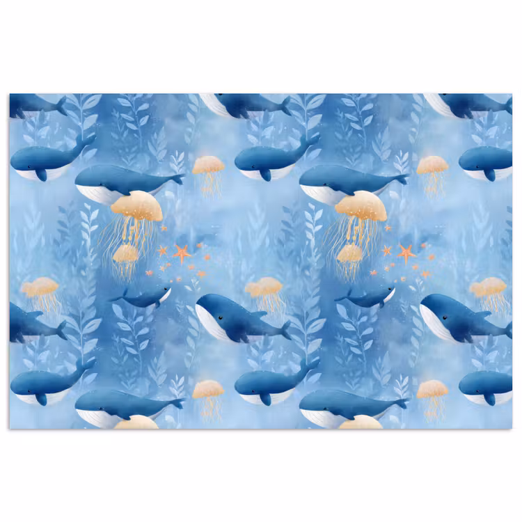 Walvissen - Oceaan - Blauw poster papier klein 62 -3d