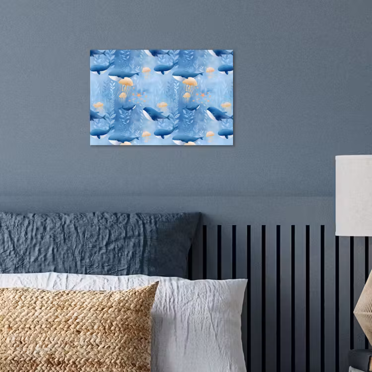 Walvissen - Oceaan - Blauw poster papier klein 62 -sfeer2