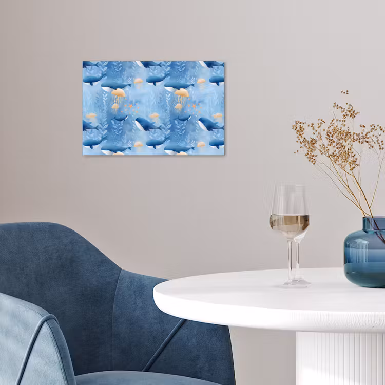 Walvissen - Oceaan - Blauw poster papier klein 62 -sfeer3