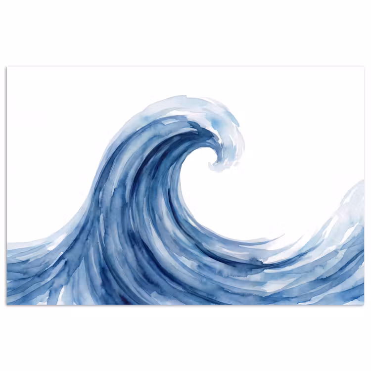 Water - Beweging - Natuur - Modern - Blauw poster papier klein -3d