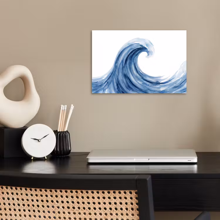 Water - Beweging - Natuur - Modern - Blauw poster papier klein -sfeer1