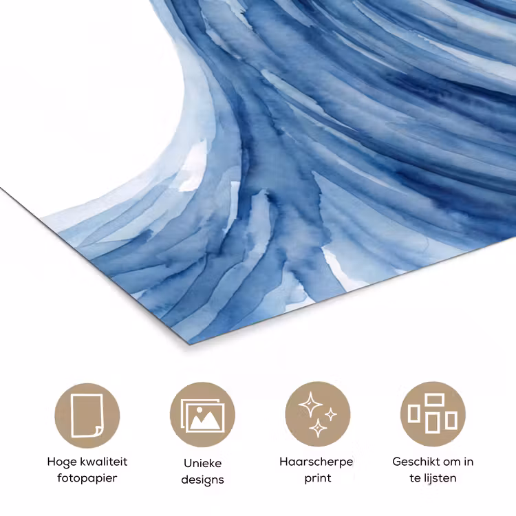 Water - Beweging - Natuur - Modern - Blauw poster papier klein -closeup_NL