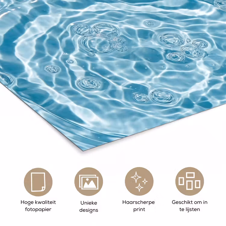 Water - Blauw - bubbels poster papier klein -closeup_NL