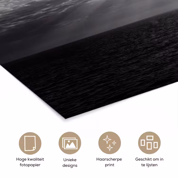 Water - Boot - Lucht - Natuur - Zwart-wit poster papier klein -closeup_NL