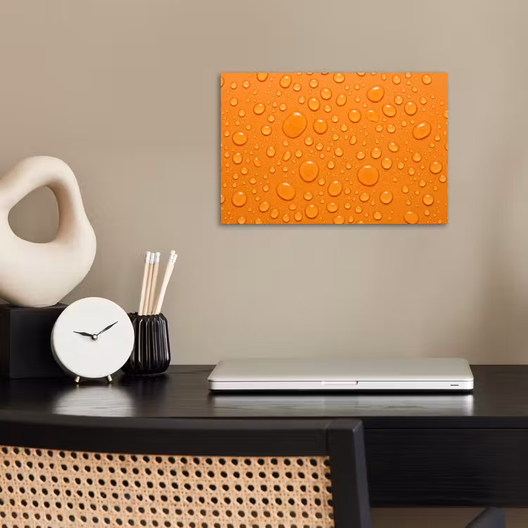 Water - Druppels - Oranje poster papier klein -sfeer1