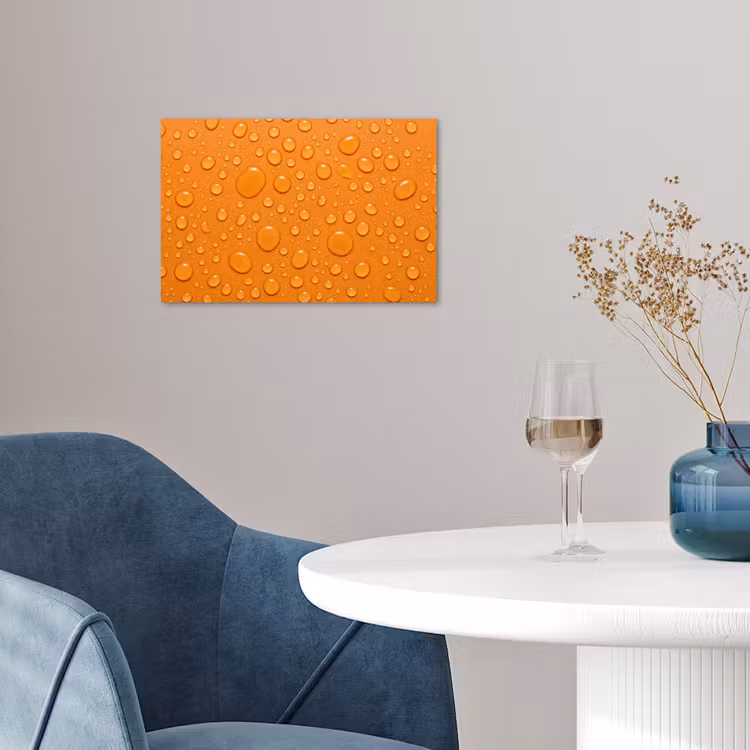 Water - Druppels - Oranje poster papier klein -sfeer3