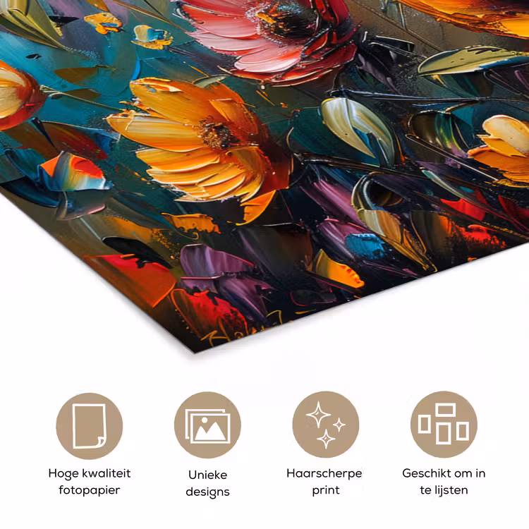 Watercolor - Bloemen - Kunst - Modern poster papier klein -closeup_NL