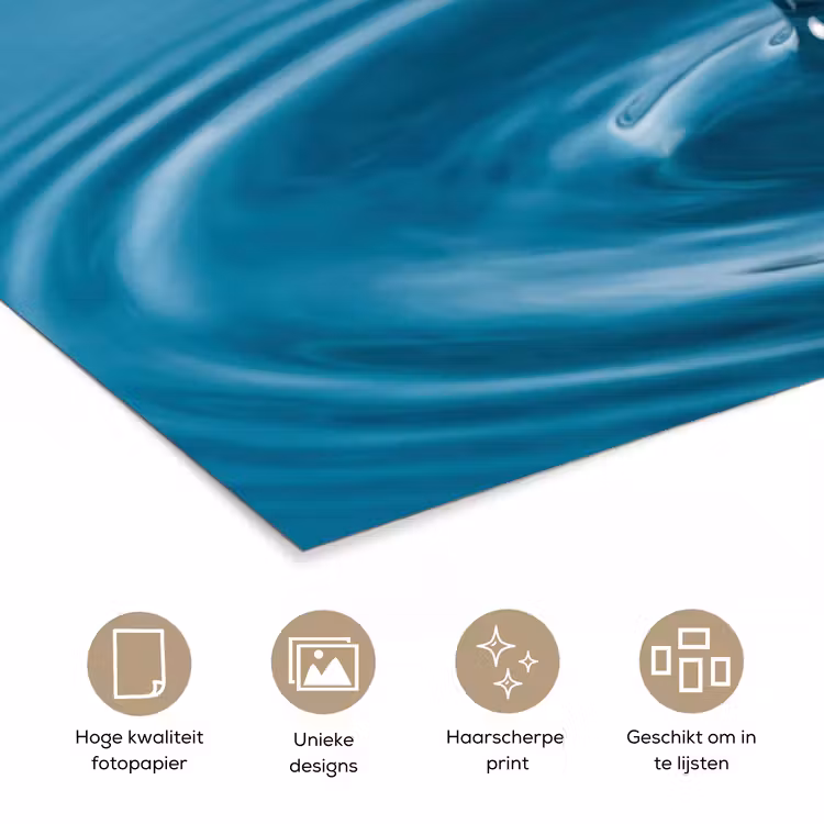 Waterdruppel - Water - Oppervlakte poster papier klein -closeup_NL