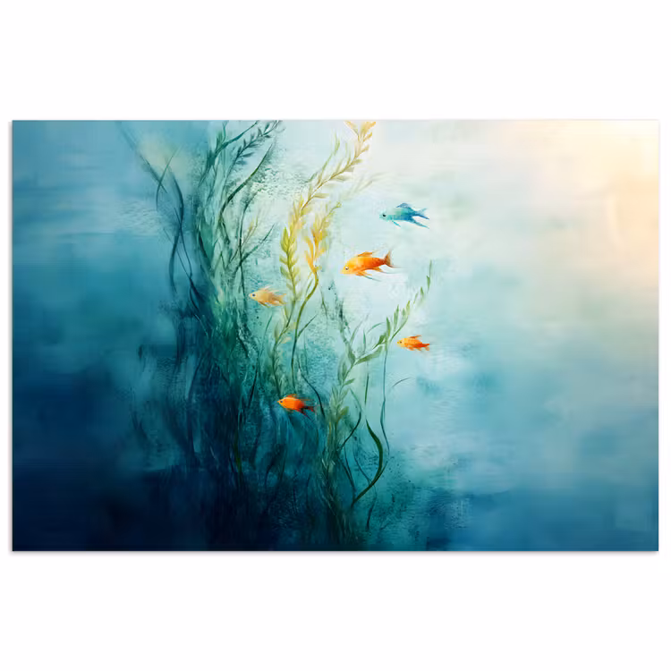 Waterplanten - Vissen - Kleurrijk - Water poster papier klein -3d