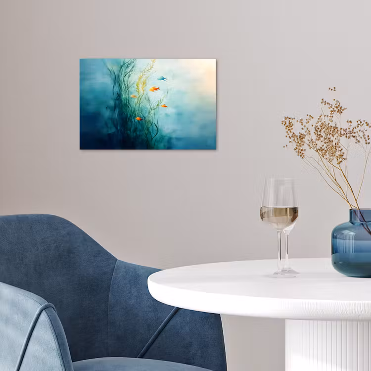 Waterplanten - Vissen - Kleurrijk - Water poster papier klein -sfeer3