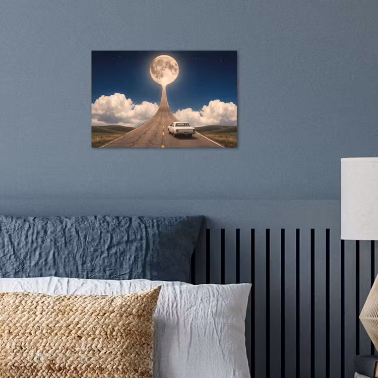 Poster - Weg - Maan - Nacht - Weg - Maan - Nacht poster papier klein