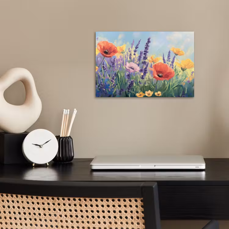 Weide - Bloemen - Kleurrijk poster papier klein -sfeer1