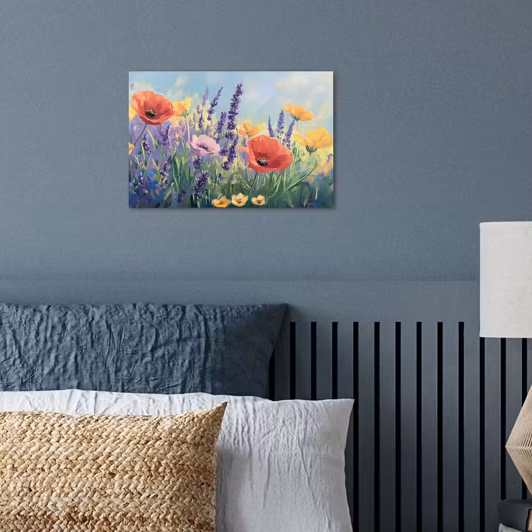 Weide - Bloemen - Kleurrijk poster papier klein -sfeer2