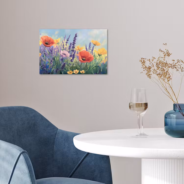 Weide - Bloemen - Kleurrijk poster papier klein -sfeer3