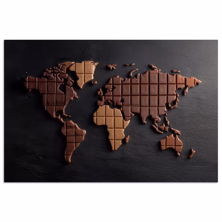 Wereldkaart - chocola - Smakelijke uitstraling poster papier klein -3d