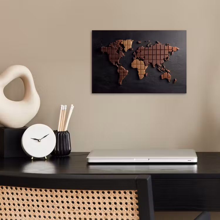 Wereldkaart - chocola - Smakelijke uitstraling poster papier klein -sfeer1