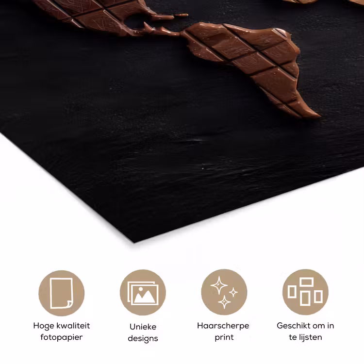Wereldkaart - chocola - Smakelijke uitstraling poster papier klein -closeup_NL
