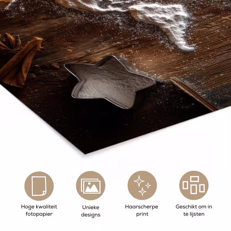 Wereldkaart - Poedersuiker - Hout poster papier klein -closeup_NL