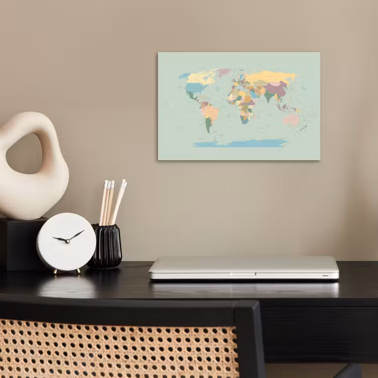 Wereldkaart - Realistisch - Kaart poster papier klein -sfeer1