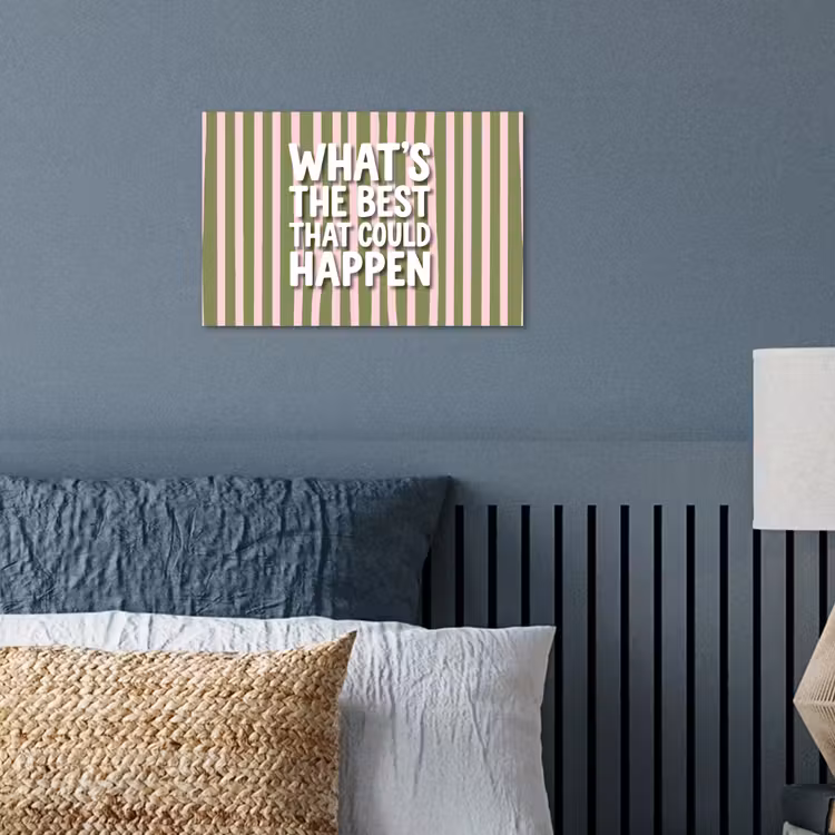 What's the best that could happen - Strepen - Groen - Roze poster papier klein -sfeer2