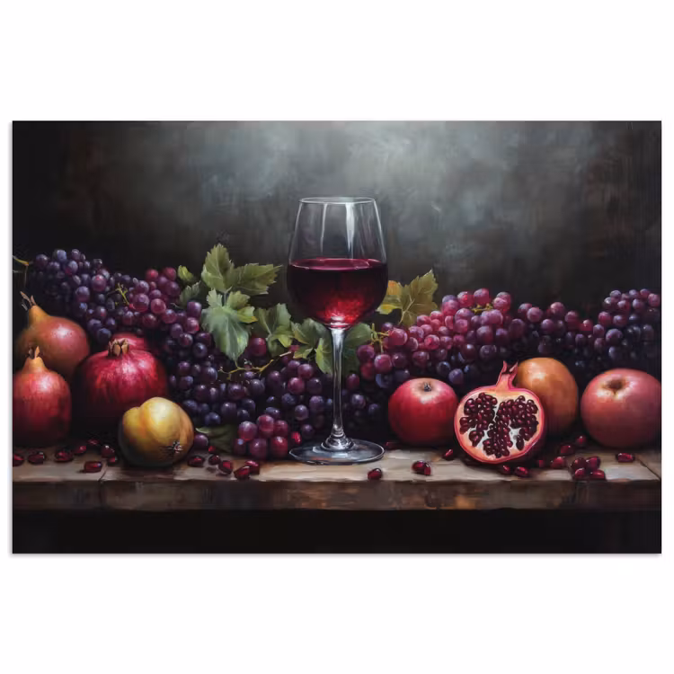 Wijn - Fruit - Stilleven poster papier klein -3d