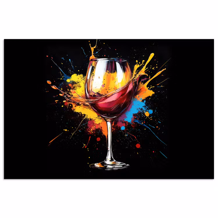 Wijn - Glas - Graffiti - Borrel - Rood - Verf poster papier klein -3d